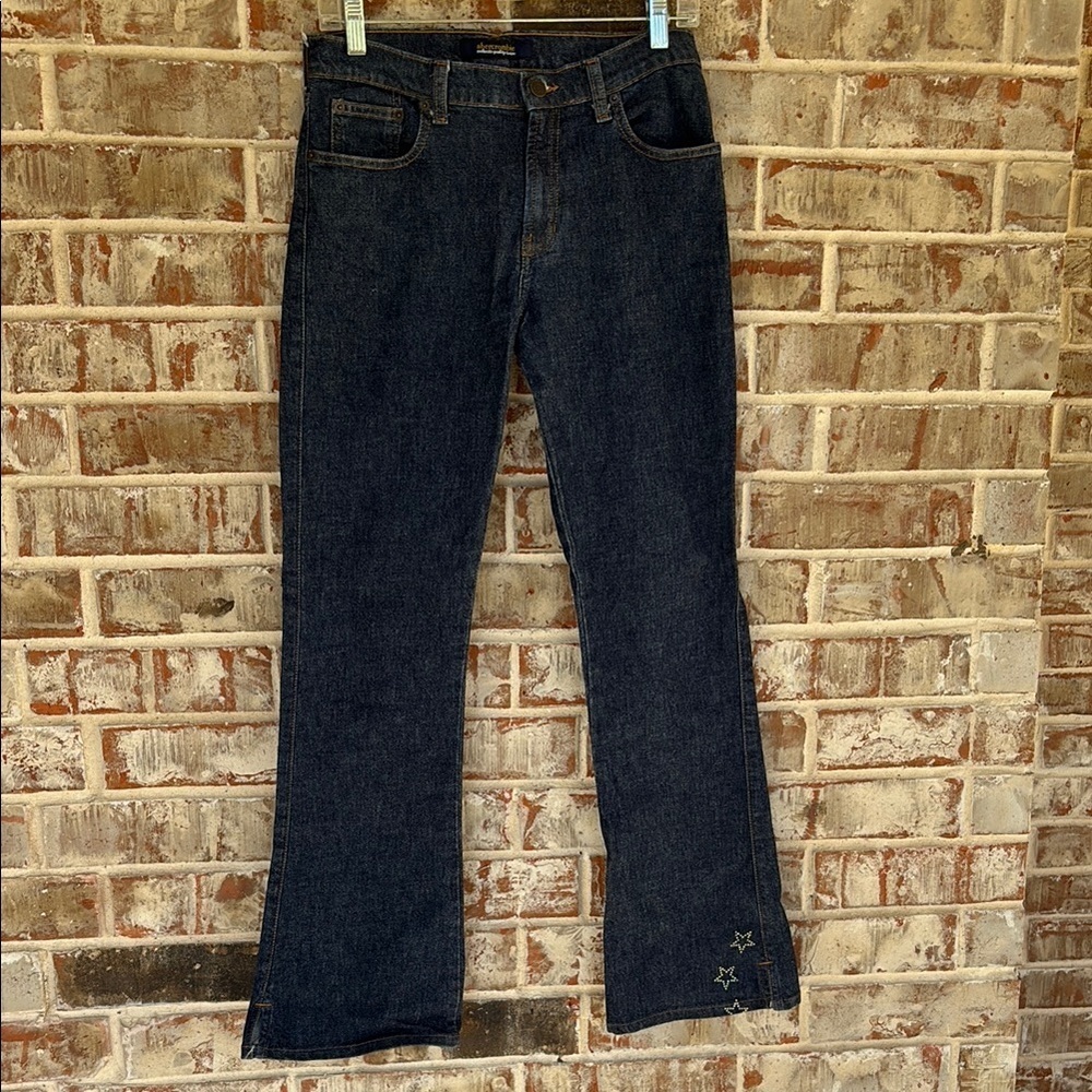 Abercrombie & Fitch Dark Blue Flare Jeans with Stars at hem
